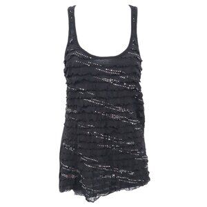 Candy Rain Embellished Tank Top Womens‎ M Black Y2K Clubbing Trashy Glam Vintage